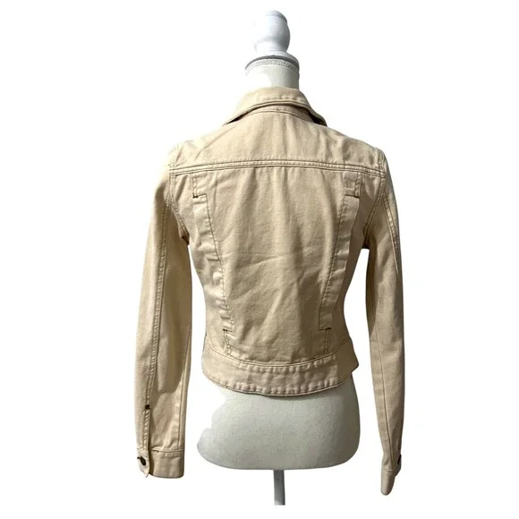 Free People Cream Denim Jacket Ivory Western Trucker Boho Festival - Picture 4 of 9